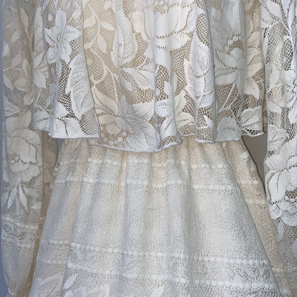 Show Me Your MuMu Dress Roses Cream Lace “Bess” Mini   Excellent!  Nwot  XS - Picture 3 of 8